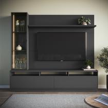 Estante para TV e Home Theater até 65 Polegadas com 200cmx183cm Led 3200 Cristaleira Cinza Grafite Estante para TV e Home Theater até 65 Polegadas com 200cmx183cm Led 3200 Cristaleira Cinza Grafite