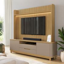 Estante para TV e Home Theater até 70 Polegadas 100% MDF 215cmx195cm Pés em Madeira Maciça Frisado com Tampo Cannes Hannover Fendi