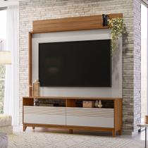 Estante para TV e Home Theater até 70 Polegadas 160cmx185,3cm Pés em Madeira Maciça Nt 1300 Marrom Freijó Trend/Off White Tx