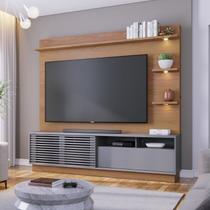 Estante para TV e Home Theater até 70 Polegadas com 200cmx188cm Led 1 Porta Campeche Marrom Freijó/Cinza Estante para TV e Home Theater até 70 Polegadas com 200cmx188cm Led 1 Porta Campeche Marrom Freijó/Cinza