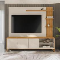 Estante para TV e Home Theater até 70 Polegadas MDF 200cmx193cm Pés em Madeira Maciça Napoli