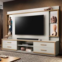 Estante para TV e Home Theater até 75 Polegadas 100% MDF 240cmx192cm Espelho 4 Gavetas Leni
