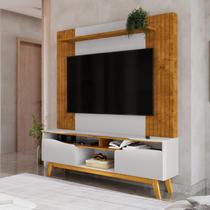 Estante para TV e Home Theater até 75 Polegadas 180cmx197cm Pés em Madeira Maciça Atalaia X Marrom Naturalle/Off-White