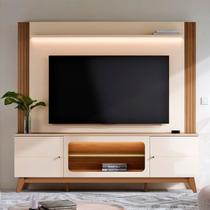 Estante para TV e Home Theater até 75 Polegadas MDF 198,4cmx188,5cm Maceió Bege Off White/Amêndoa Estante para TV e Home Theater até 75 Polegadas MDF 198,4cmx188,5cm Maceió Bege Off White/Amêndoa