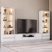 Estante para TV e Home Theater até 84 Polegadas com LED 100% MDF 340cmx200cm 2 Cristaleiras com Led Liz YesCasa