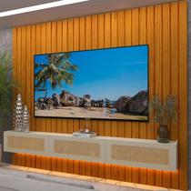 Estante para TV e Home Theater até 84 Polegadas com LED MDF 230cmx250cm Ripada com Led Majestade Native Estante para TV e Home Theater até 84 Polegadas com LED MDF 230cmx250cm Ripada com Led Majestade Native