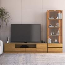 Estante para TV e Home Theater até 84 Polegadas com MDF 270cmx200cm Led Liz YesCasa Marrom Carvalho Estante para TV e Home Theater até 84 Polegadas com MDF 270cmx200cm Led Liz YesCasa Marrom Carvalho
