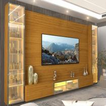 Estante para TV e Home Theater até 90 Polegadas 100% MDF com LED com Vidro Reflecta 293,4CMX217,6cm Porta LED Luminare Yescasa Marrom Estante para TV e Home Theater até 90 Polegadas 100% MDF com LED com Vidro Reflecta 293,4CMX217,6cm Porta LED Luminare Yescasa Marrom