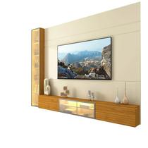 Estante para TV e Home Theater até 90 Polegadas com LED com Vidro Reflecta 100% MDF 255,2cmx217,6cm Porta Led Luminare