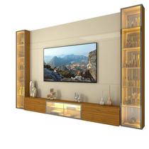 Estante para TV e Home Theater até 90 Polegadas com LED com Vidro Reflecta 100% MDF 293,4cmx217,6cm Porta Led Luminare