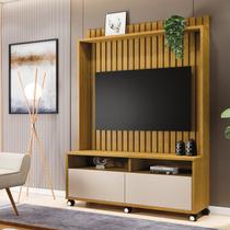 Estante para TV e Home Theater Ripado para TV até 50 Polegadas MDF 145cmx190cm Rodízio 2 Gavetas Estilos
