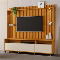 Estante para TV e Home Theater Ripado para TV até 60 Polegadas com LED MDF 190cm Led Tvs de com 3 Gavetas Absoluto