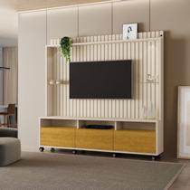 Estante para TV e Home Theater Ripado para TV até 60 Polegadas com LED MDF 190cmx190cm Led com Rodízio 3 Gavetas Absoluto Estante para TV e Home Theater Ripado para TV até 60 Polegadas com LED MDF 190cmx190cm Led com Rodízio 3 Gavetas Absoluto