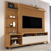 Estante para TV e Home Theater Ripado para TV até 60 Polegadas MDF 180cmx190cm Rodízios Nature Off White Nobre Estante para TV e Home Theater Ripado para TV até 60 Polegadas MDF 180cmx190cm Rodízios Nature Off White Nobre
