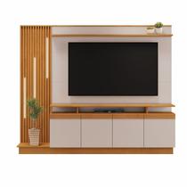 Estante para TV e Home Theater Ripado para TV até 65 Polegadas com LED 200cmx189cm Led 4 Portas Cinamomo Off White
