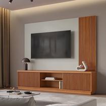 Estante para TV e Home Theater Ripado para TV até 75 Polegadas 100% MDF 220cm 2 Portas Valencia Bege