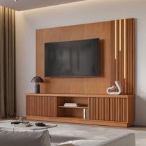 Estante para TV e Home Theater Ripado para TV até 75 Polegadas com LED 100% MDF Valencia Marrom Estante para TV e Home Theater Ripado para TV até 75 Polegadas com LED 100% MDF Valencia Marrom