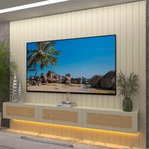 Estante para TV e Home Theater Ripado para TV até 84 Polegadas com LED 100% MDF 230cmx250cm Led Majestade Native