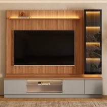 Estante para TV Modular até 75 Polegadas com Cristaleira e LED MDF 222CMX245CM Magnum Marrom Estante para TV Modular até 75 Polegadas com Cristaleira e LED MDF 222CMX245CM Magnum Marrom