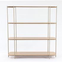 Estante Paris Nacional Móveis 180 cm (Largura) Base Metal Champanhe Com Madeira de Cinamomo Amêndoa