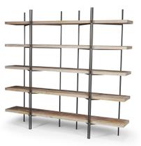 Estante Partition cor Driftwood com Estrutura em Aco Grafite 200cm - 45097 Estante Partition cor Driftwood com Estrutura em Aco Grafite 200cm - 45097