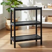 Estante Plástica 3 Prateleiras Preta Pezinhos 918 Agraplast