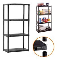 Estante Plástica Com 4 Prateleiras Ptr08 Preta Auto Montavel Estante Plástica Com 4 Prateleiras Ptr08 Preta Auto Montavel