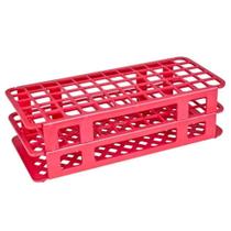 Estante Plástica Cor Vermelha Com 60 Furos Para Tubos 16Mm