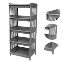 Estante Plastica Modular 5 Prateleiras Fruteira Bandeja Organizadora Multiuso Com Proteção Lateral