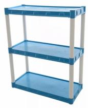 Estante Plastica Modular Azul Com 3 Prateleiras