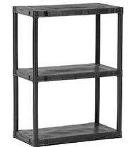 Estante Plástica Modular Grande Preta com 3 Prateleiras