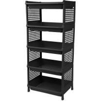 Estante Plastica Modular Multiuso 5 Prateleiras Bandeja Organizadora Com proteção Lateral Estante Plastica Modular Multiuso 5 Prateleiras Bandeja Organizadora Com proteção Lateral