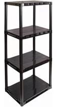 Estante Plástica Modular Preta 4 Prateleiras 38X53X122 Cm