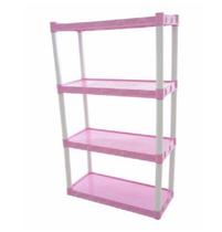 Estante Plástica Modular Rosa 4 Prateleiras Organizadora Empilhável Com Pezinhos Estante Plástica Modular Rosa 4 Prateleiras Organizadora Empilhável Com Pezinhos