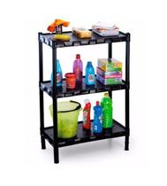 Estante Plástica Multiuso Organizador Modular 3 Prateleiras Preto Estante Plástica Multiuso Organizador Modular 3 Prateleiras Preto