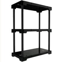 Estante Plástica Poly com 3 Prateleiras Preto 70x35x86cm - 10111138000 - I'M IN HOME
