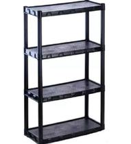 Estante Plástica Preta 4 Prateleiras Organizadora Com Pezinhos Modular - Agraplast