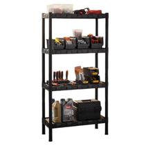 Estante Plástico Preta 4 Prateleiras Agraplast 851 Organizador 4 Andares A.106 cm x Frente 55cm x L. 25cm