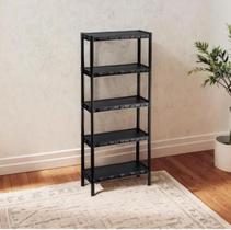 Estante Plástico Preta 5 Prateleiras Nápoles Organizador Livros Ferramentas Modular 872 - Agraplast