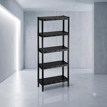 Estante Plástico Preta 5 Prateleiras Nápoles Organizador Livros Ferramentas Modular 872 Medidas 136cm x 55cm x 25 cm Estante Plástico Preta 5 Prateleiras Nápoles Organizador Livros Ferramentas Modular 872 Medidas 136cm x 55cm x 25 cm
