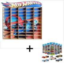 Estante Porta Hot Wheels + 15 Carrinhos Mattel - Ybx
