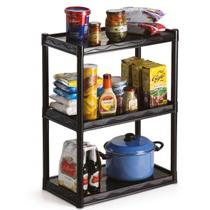 Estante Prateleira Modular 3 Andar Organizadora Livros Cozinha Quarto Lavanderia Sapateira Facil Montar Reforçada Dasplast Preto