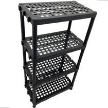 Estante Prateleira Modular 4 Andar Reforçada Organizadora Livros Cozinha Quarto Lavanderia Sapateira Facil Montar Preta
