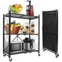 Estante Prateleira Organizadora De Aço Dobrável Com Rodinhas 3 Compartimentos Estante Prateleira Organizadora De Aço Dobrável Com Rodinhas 3 Compartimentos