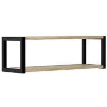 Estante Prateleira Parede Industrial Berlin 2 Andares 20x20x60cm MDF Madeira Nogueira Metalão Prat-k