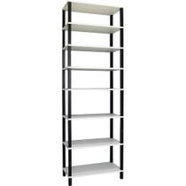 Estante Preta 8 Prateleiras Brancas Evolukit 72x26x221