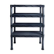 Estante Preta de Plástico Modular 4 Prateleiras Multiuso
