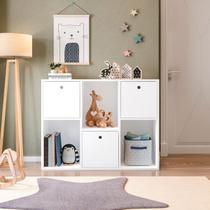 Estante Quarto Infantil Organizador com 3 Caixas 3 Nichos Branco Estante Quarto Infantil Organizador com 3 Caixas 3 Nichos Branco