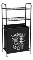 Estante Rack Multiuso 2 Prateleiras Com Cesto Secalux Preto