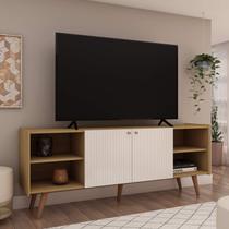 Estante Rack p/Tv até 50 Polegadas com Pés de Madeira Maciça 100% MDF 0578 Vértice Genialflex Estante Rack p/Tv até 50 Polegadas com Pés de Madeira Maciça 100% MDF 0578 Vértice Genialflex